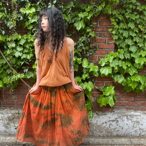 히피 에스닉 타이다이 스커트