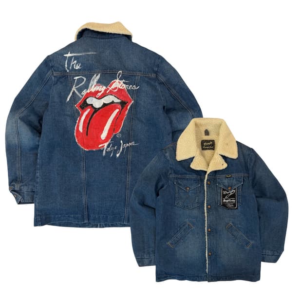 (일본100벌한정) 랭글러 롤링스톤즈 핸드 페인팅 쉐르파 초어 데님자켓