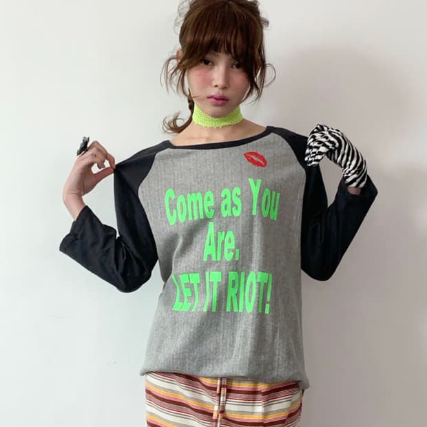 샵페어리 eyelet raglan t-shirt (grey)
