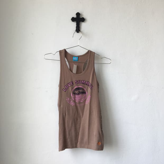Side lace point printing sleeveless