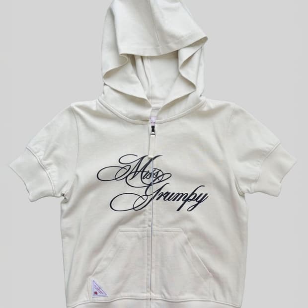 Miss Grumpy Zip-Up Hoodie Dirty White