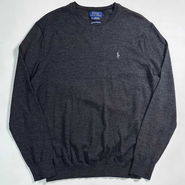 폴로 랄프로렌 메리노 울 챠콜 니트 