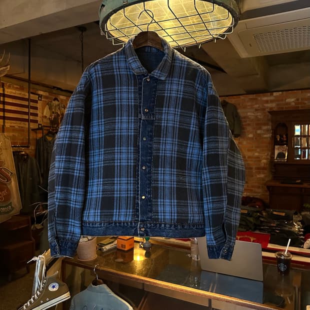 80s USA 빈티지 리바이스 플란넬 안감 리버시블 데님 자켓