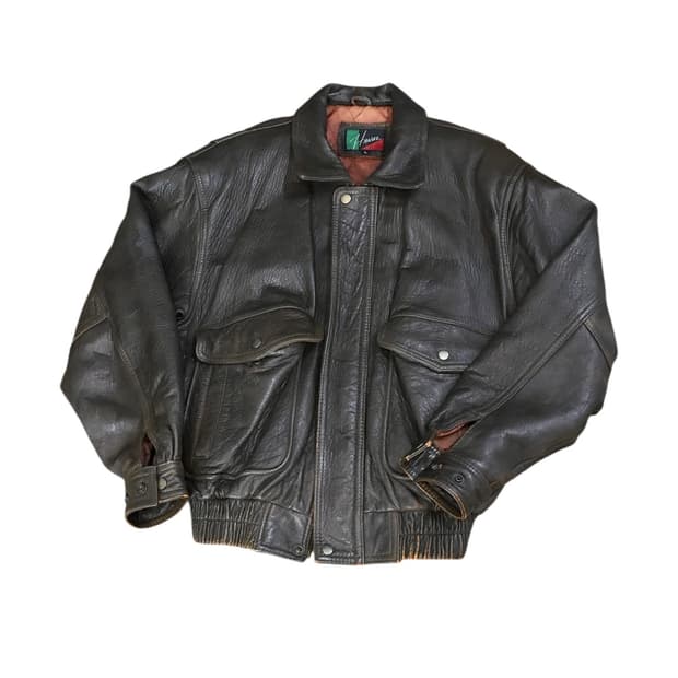 HANAI 80s 가죽 자켓 브라운