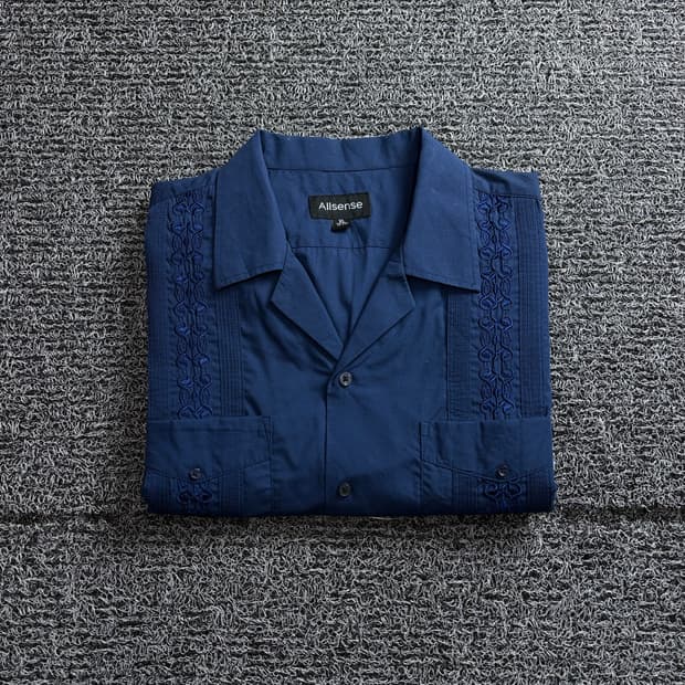 ALLSENSE 구아야베라 패턴 쿠바 반팔 셔츠 3987