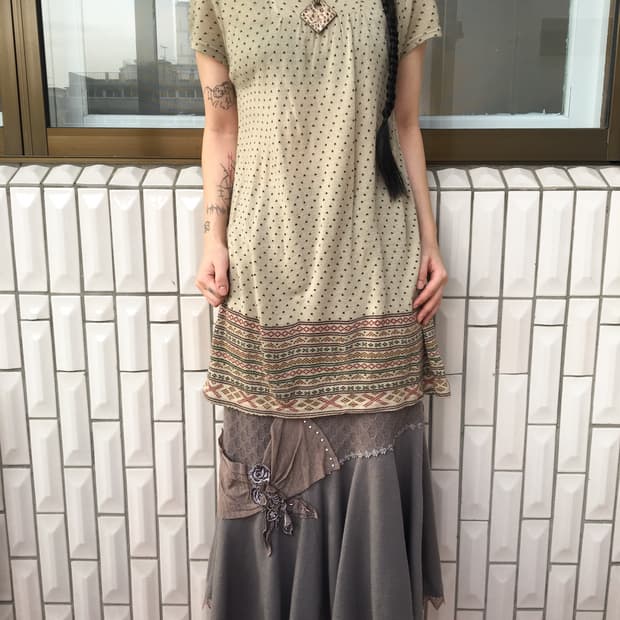 Heart pattern ethnic mood knit onepiece