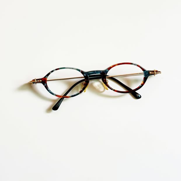 90s 피에르 발망 패턴 오벌 뿔테 프레임 빈티지 안경
