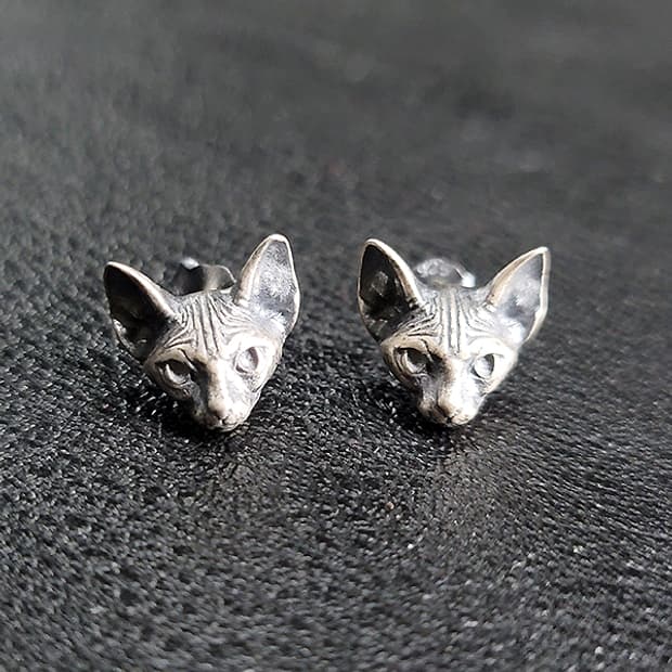 스핑크스 실버 귀걸이 피어싱 은 남자 여자 명품 고딕 고대 고양이