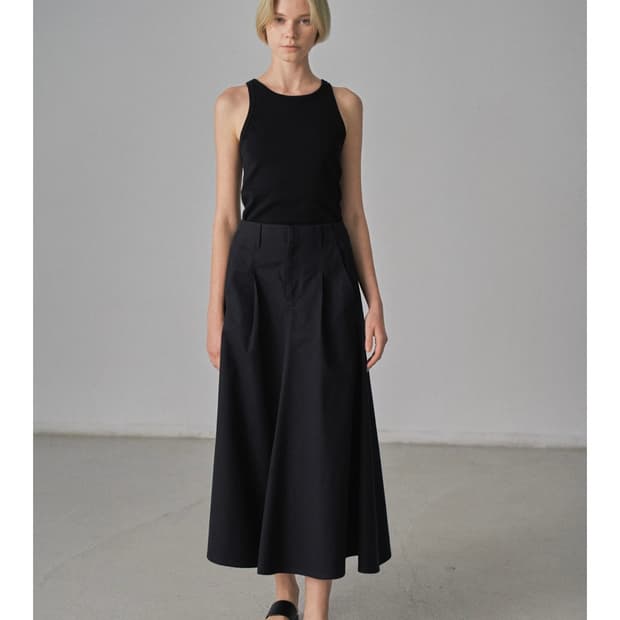 FACADE PATTERN Cotton Flared Skirt