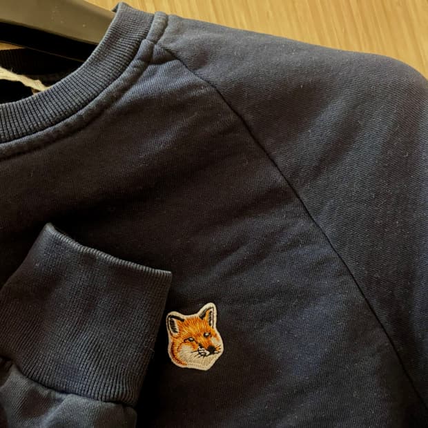 [급처/S사이즈/네이비]메종 키츠네 폭스 헤드 패치 레귤러 맨투맨 