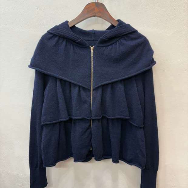 캐시미어100 프릴후드 집업