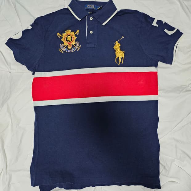 폴로랄프로렌 빅포니 핀터깔 대장급 카라티 카라티셔츠 네이비 M