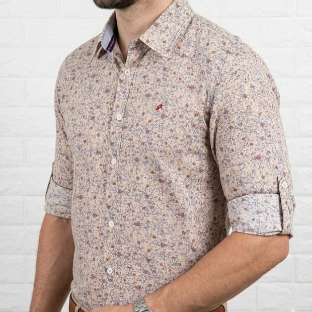 [90]시리즈 플라워 패턴 코튼 셔츠