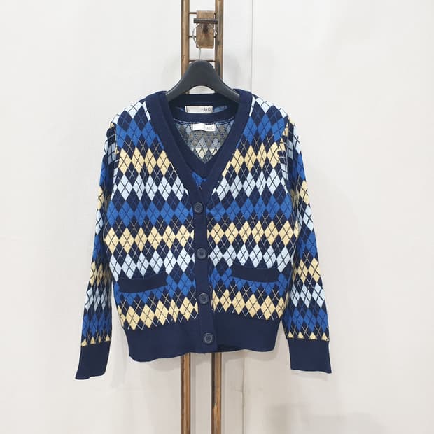 더엣지 아가일 체크 가디건 조끼 set (77)