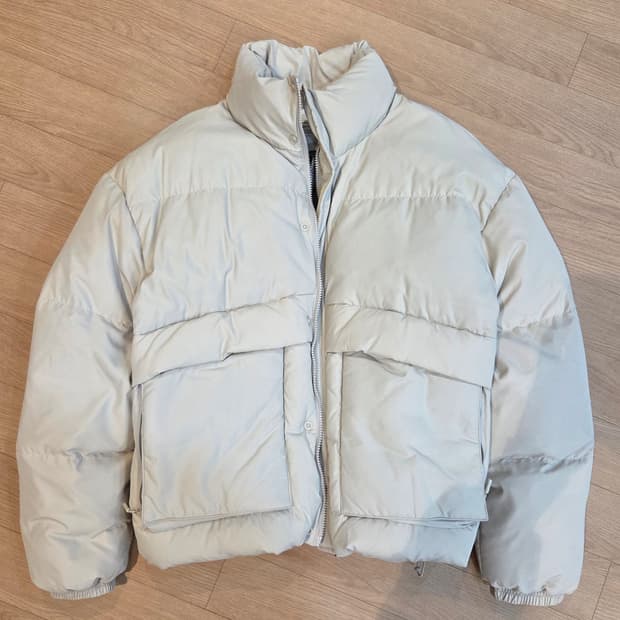코드그라피 덕다운 숏패딩푸퍼 라이트베이지 xl