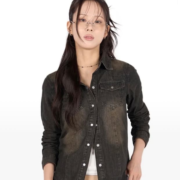 릿킴 청자켓 블랙 WESTERN WASHED DENIM SHIRT