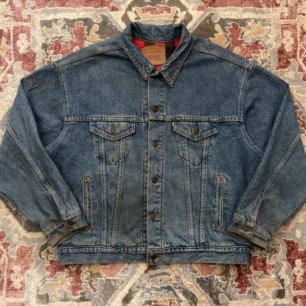 [리바이스] 91년산 USA 70417 버팔로 플란넬 데님 트러커 자켓