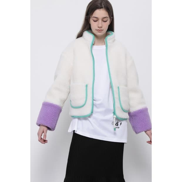 SJYP 배색 박시핏 셰르파 집업