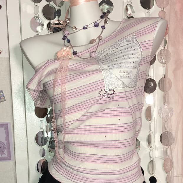 babe pink stripe top