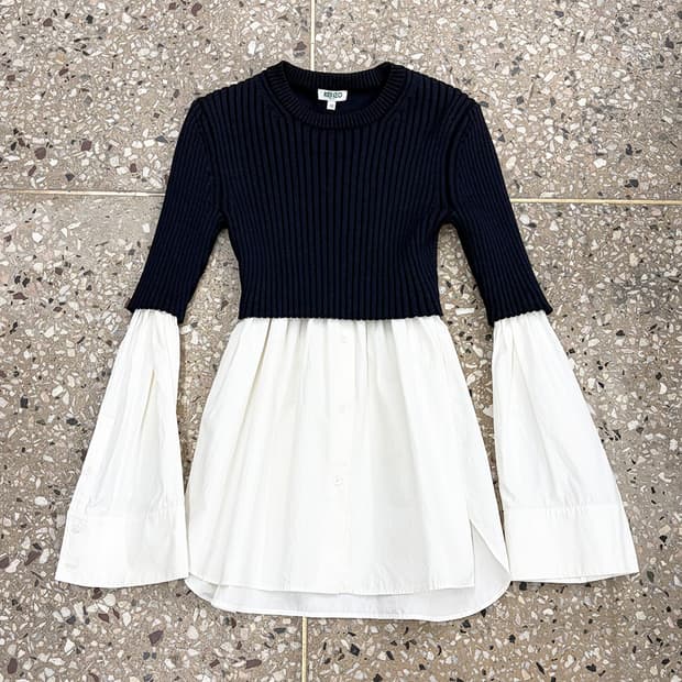 겐조 하이브리드 셔츠 니트 탑