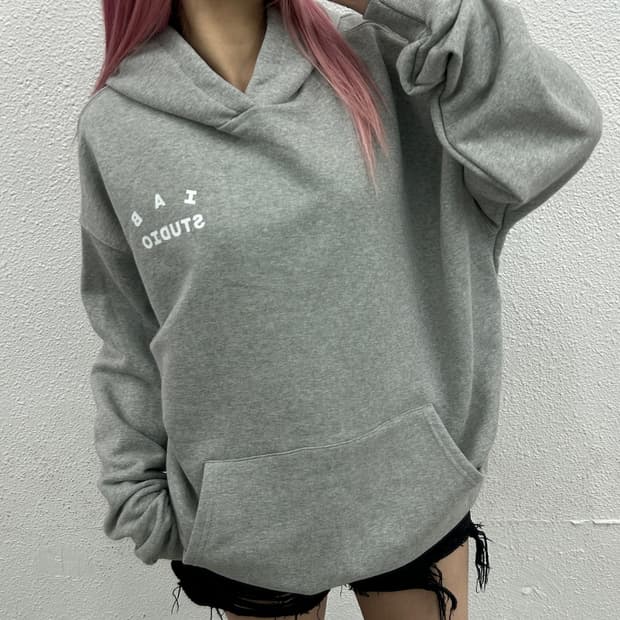 아이앱스튜디오 화이트 로고 그레이 후드 XL