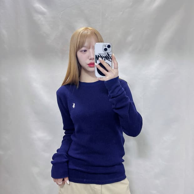 폴로 랄프로렌 화이트포니 딱붙핏 슬립 니트 