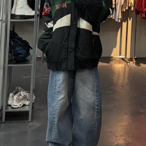 나이키 90s 슈프림 코트 빅로고 배색 점퍼 A3194