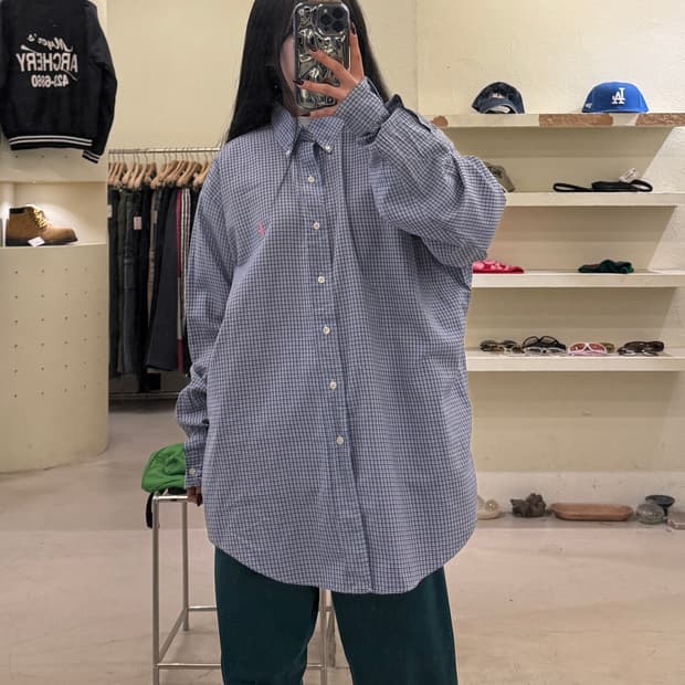 폴로 랄프로렌 핑크 포니 체크 버튼다운 셔츠 U1134