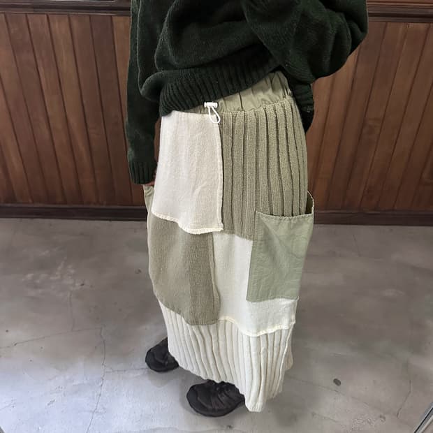 KASTANE patchwork knit mix skirt