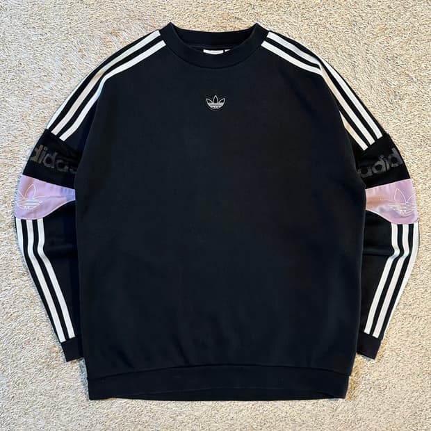아디다스 ADIDAS 트레포일 사이드라인 맨투맨 블랙