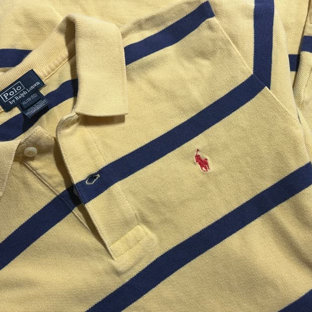 폴로 랄프로렌 옐로우 스트라이프 카라티