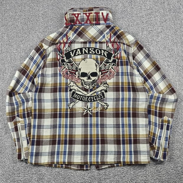 밴슨 볼륨넥 윙휠 플란넬 체크 셔츠 자켓 ( L ) / 10064