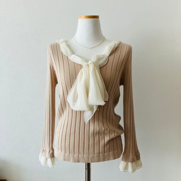 일본빈티지 스카프 니트 스나계 모리걸 히메갸루 로걀