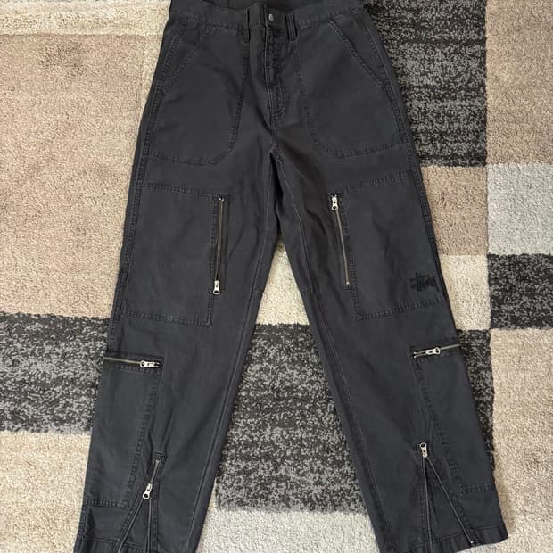 스투시 피그먼트 다이드 나이코 플라이트 팬츠 블랙