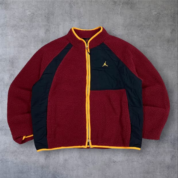 조던 버건디 컬러 스몰 로고 쉐르파 자켓