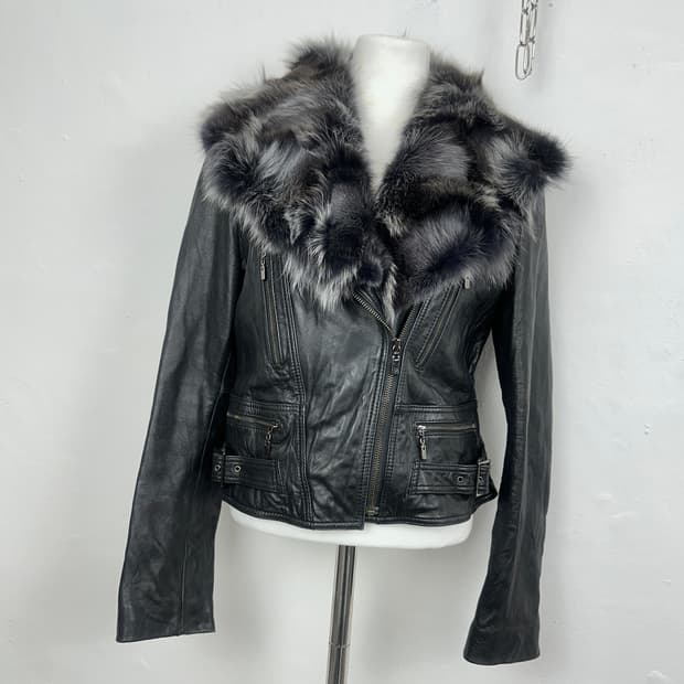 Detachable Fox Fur Lambskin Zip-Up Jacke