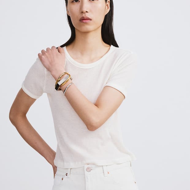 렉토 RECTO 캐시미어 블렌드 핏티드 티셔츠 크림