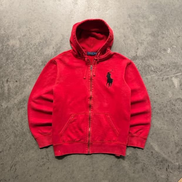 폴로 랄프로렌 빈티지 빅포니 로고 후드 집업