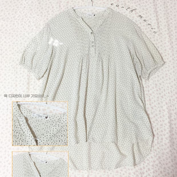 빈티지 모리걸 어스뮤직 도트 블라우스