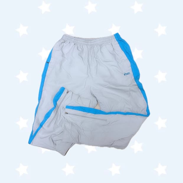 아식스 회색&하늘 츄리닝 바지 츄바