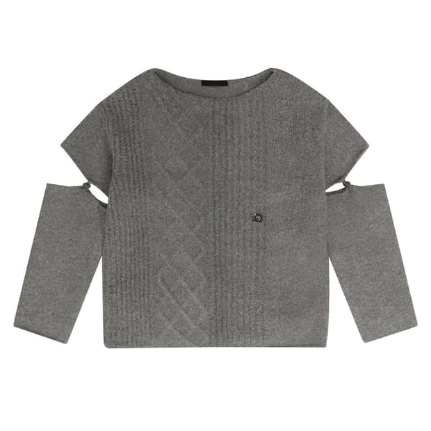 트리밍버드 sleeve slit boat neck knit 니트 그레이