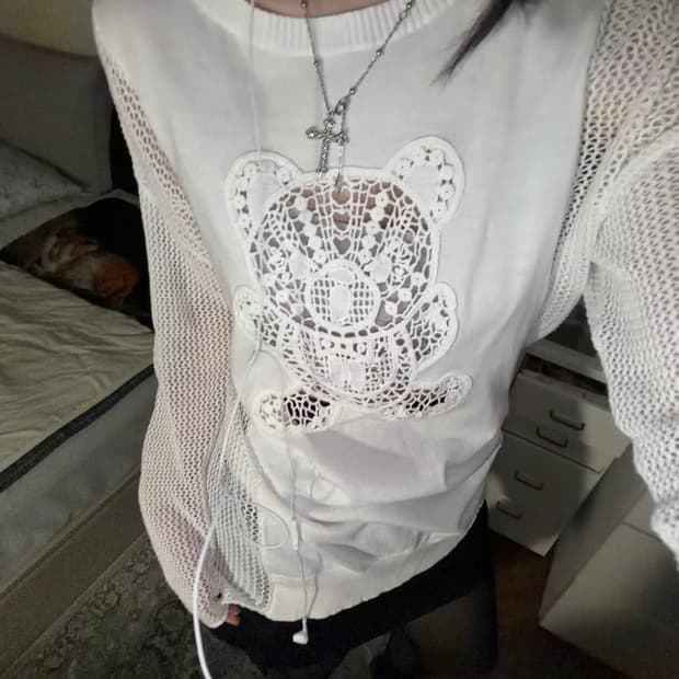 히스테릭글래머 퍽베어 크로셰 니트