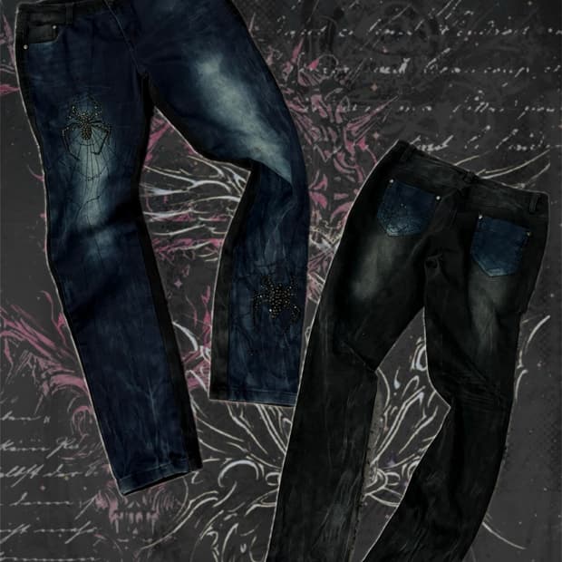 Y2K cubic spiderweb washing tie dye pant