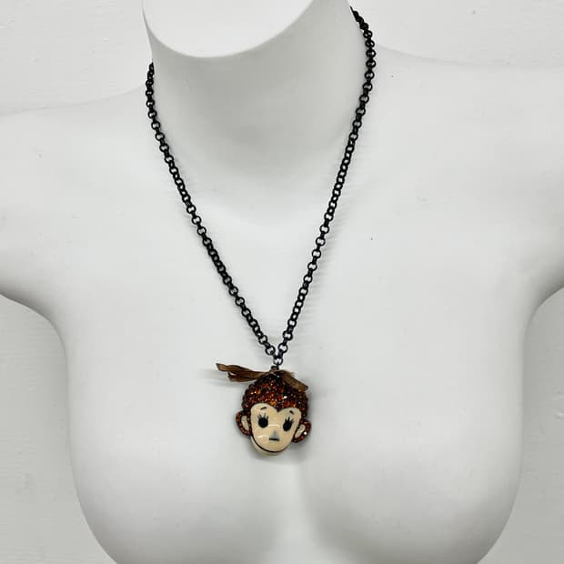 y2k 큐빅 몽키 네크리스