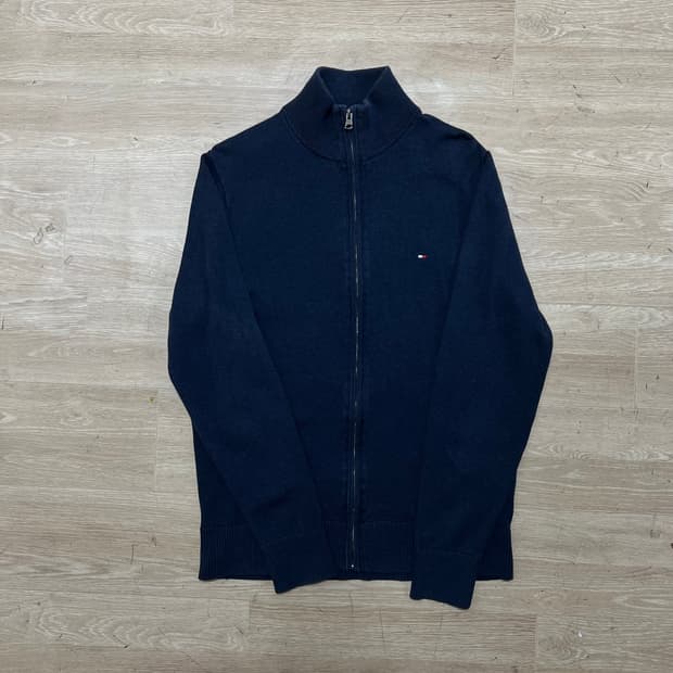 타미힐피거 피마코튼 캐시미어 스탠드넥 니트집업 [네이비] L/100