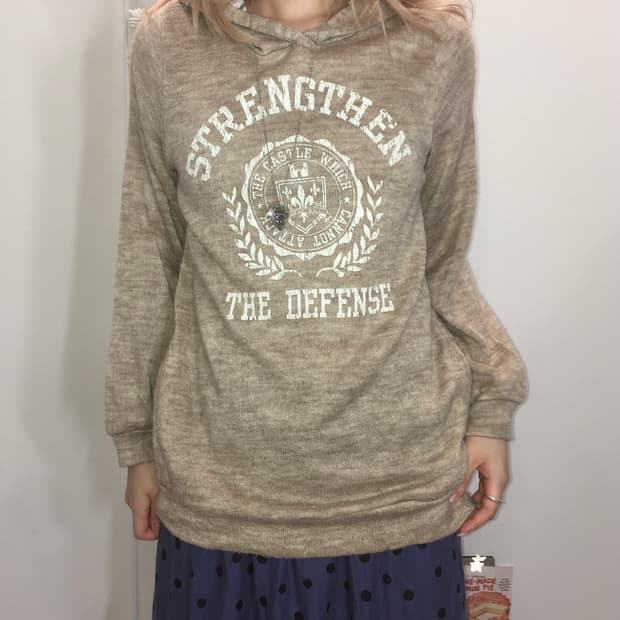 jpn vintage beige knit check hood t 