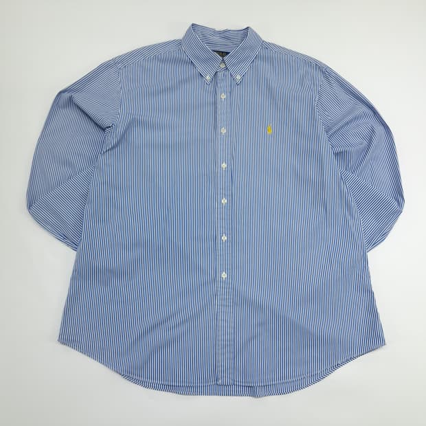 Co507 2XL 폴로 랄프로렌 블루 스트라이프 긴팔 셔츠 남방