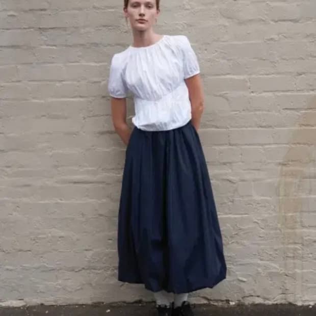 페스토 벌룬 롱 스커트 다크 레이크