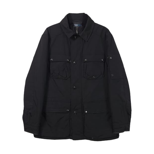 폴로 랄프로렌 블랙 퀼팅 필드 자켓 양가죽 디테일 L