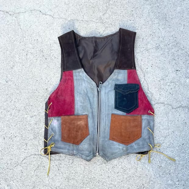 Mixed patchwork suede vest